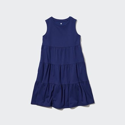 Uniqlo AIRism Cotton Tiered Dress - Dark Blue - LD 80 cm