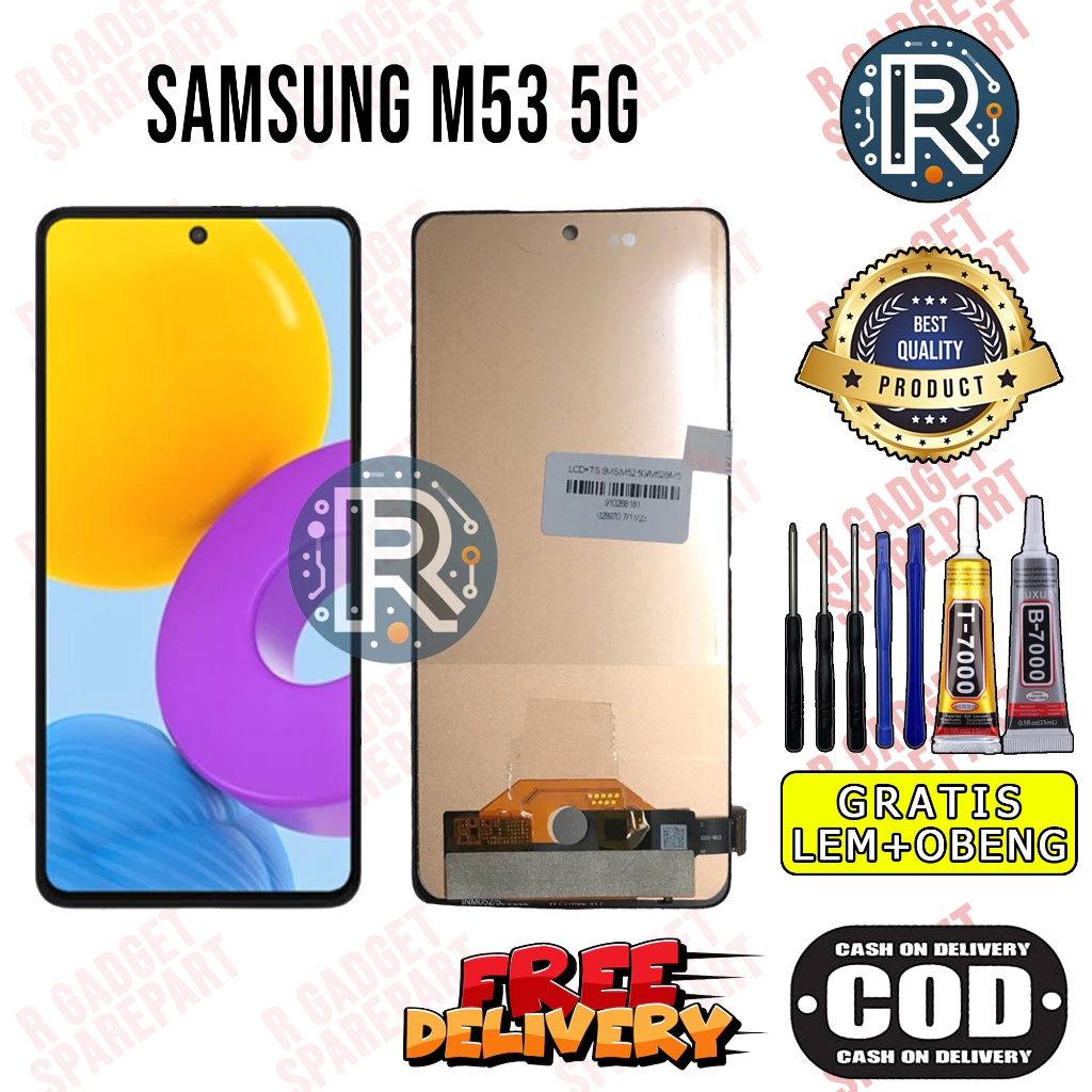 Lcd Touchscreen SAMSUNG M53 5G Original Fullset GRATIS LEM OBENG