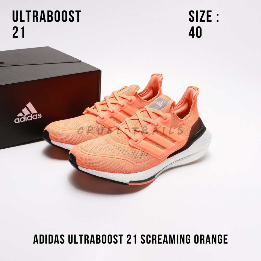 READY STOCK SIZE 40 - Adidas UltraBoost 21 Screaming Orange (Ultra Boost) BNIB ORIGINAL MATERIAL