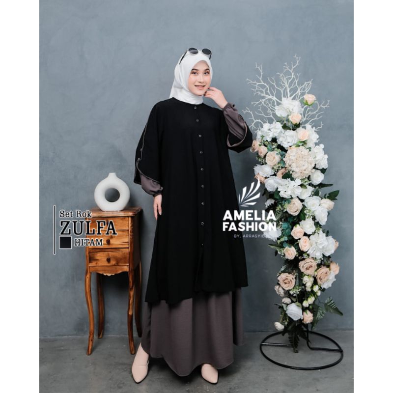 Amelia Fashion Set Rok Zulfa/Set Tunik Rok/Set Baju Muslim