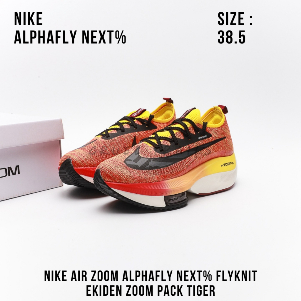 READY STOCK SIZE 38.5 - Nike Air Zoom Alphafly NEXT% Flyknit Ekiden Zoom Pack Tiger BNIB ORIGINAL MA