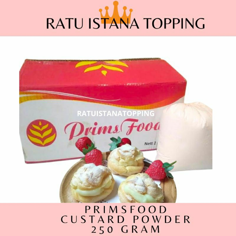 

TEPUNG CUSTARD POWDER 250GR PRIMS FOOD VLA PREMIX VLA INSTANT SAUS KRIM PUDDING VLA KUE SOES