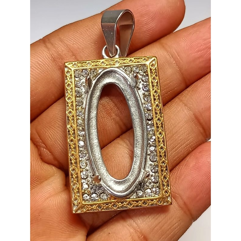 Liontin Bandul Emban Batu Akik , Model Pandan / Panjang , Titanium