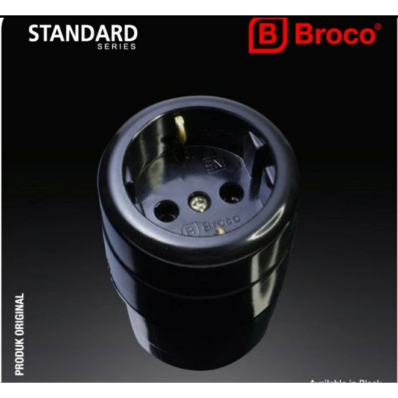Stop Kontak Broco Hitam Bulat | Stop Kontak Broco Outbow - Stop Kontak Broco 6130 Tempel