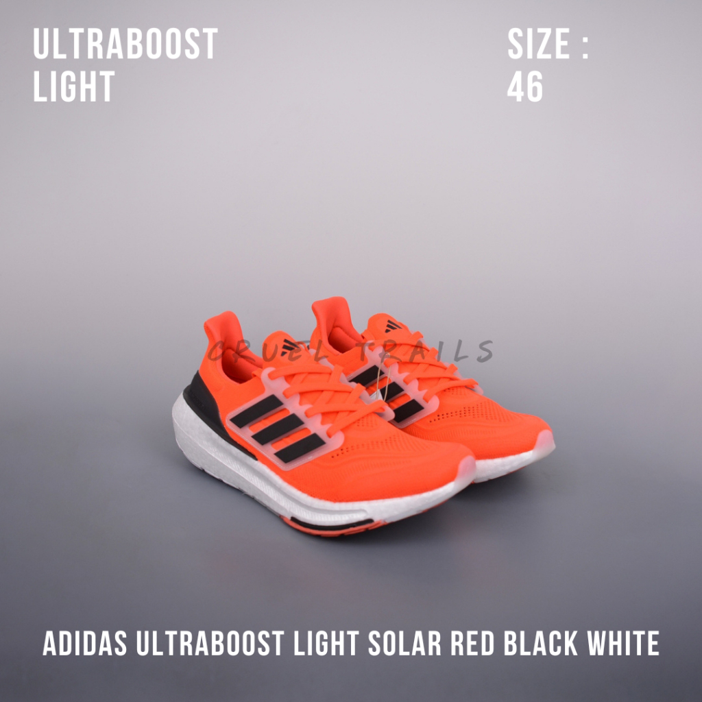 READY STOCK SIZE 46 - Adidas UltraBoost Light Solar Red Black White (Ultra Boost) BNIB ORIGINAL MATE