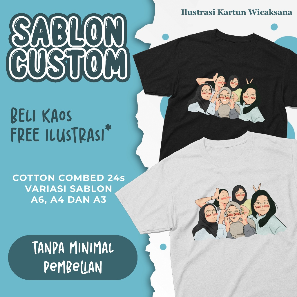 [ CUSTOM SABLON KAOS SATUAN ] Karikatur/Ilustrasi Wajah/Karikatur Wajah/Ilustrasi Digital/Lukis Waja