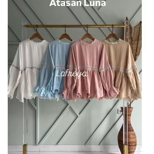 atasan Luna Katbol Premium LFY Lafreya Murah Eyelet Bordir Blouse full furing