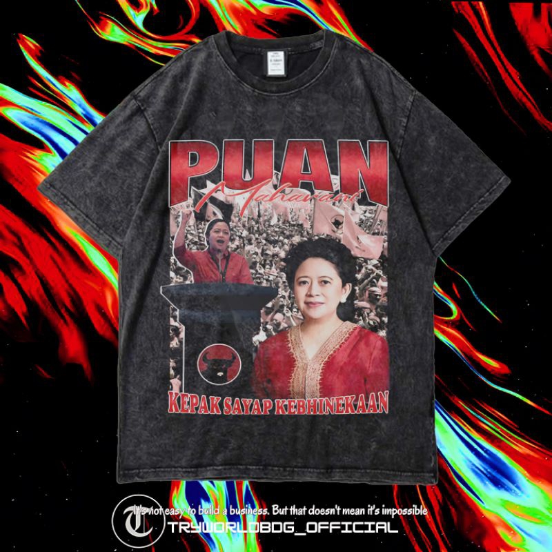 TRYWORLD Kaos Puan Maharani Oversized Washed Tshirt Vintage kaos Oversize sandwash acidwash cotton c