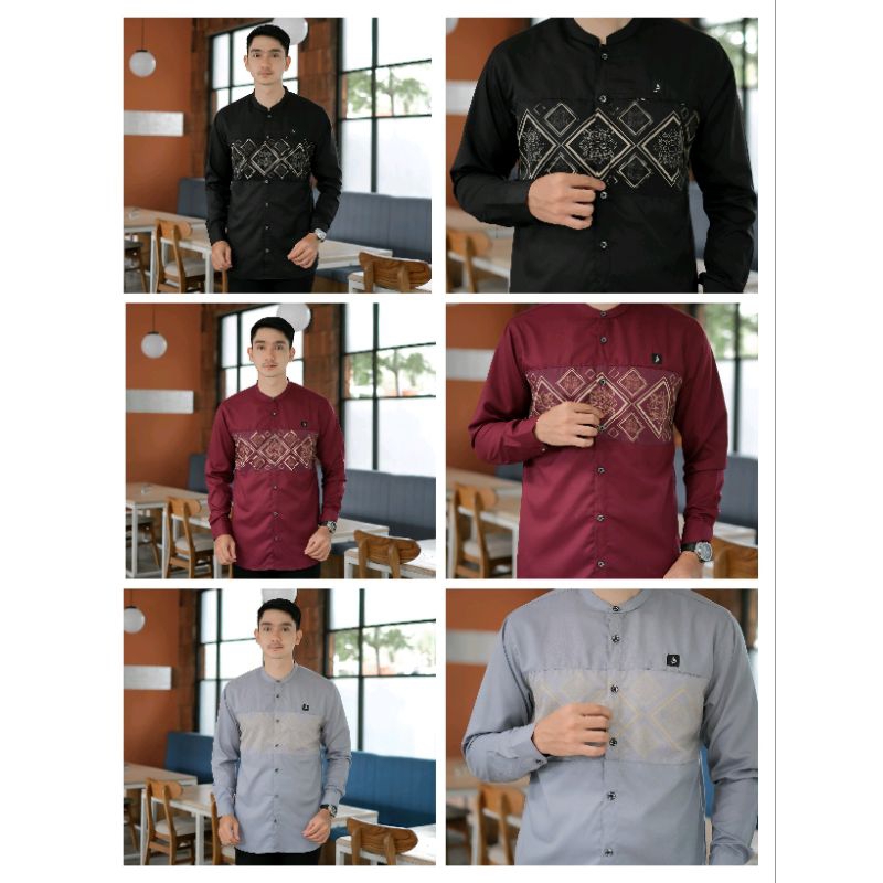 Baju Koko Pria Dewasa Lengan Panjang Motif Kotak