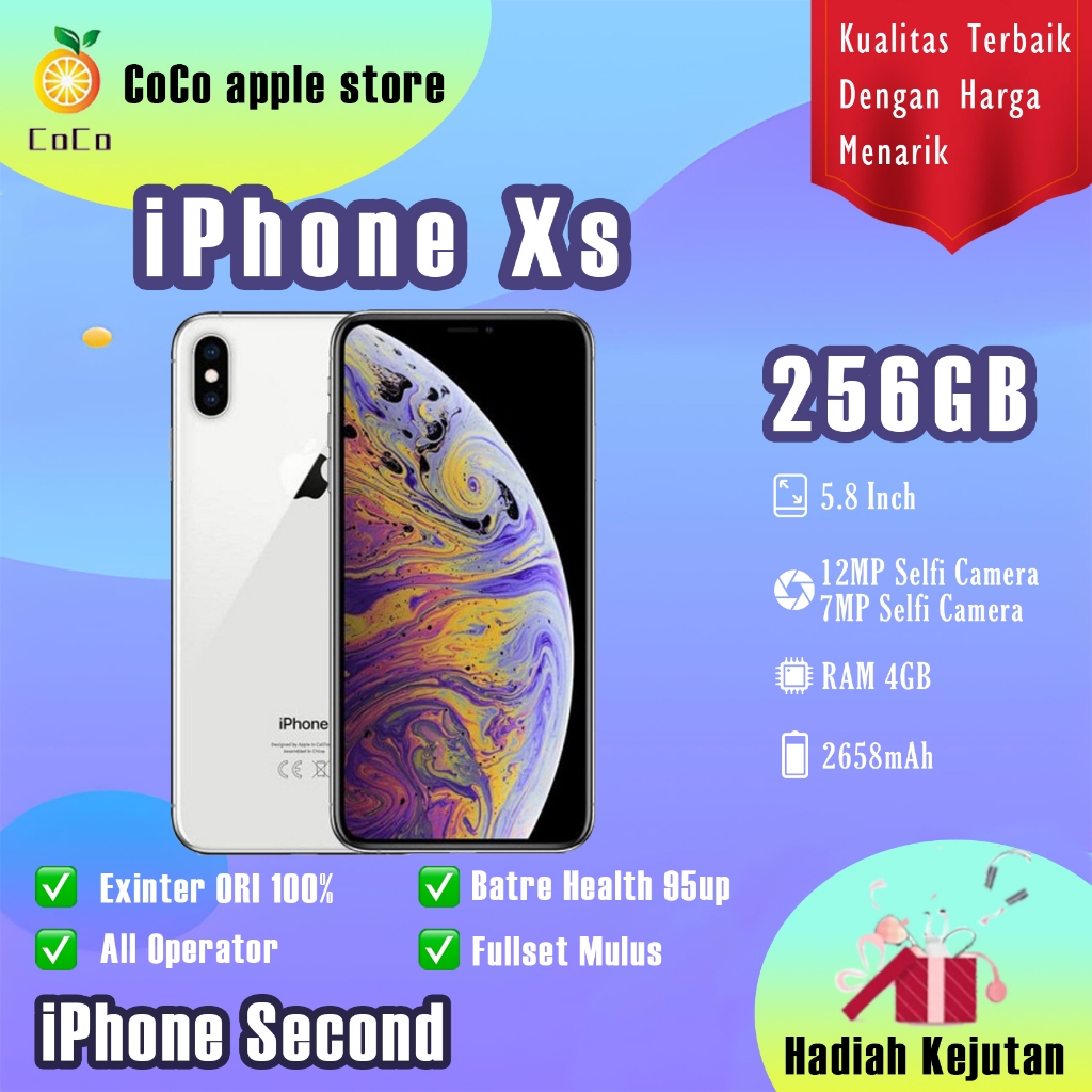iPhone Xs 256GB Second Bekas Original100% Silent All Sim Fullset Mulus Normal Hp 3utools All Green