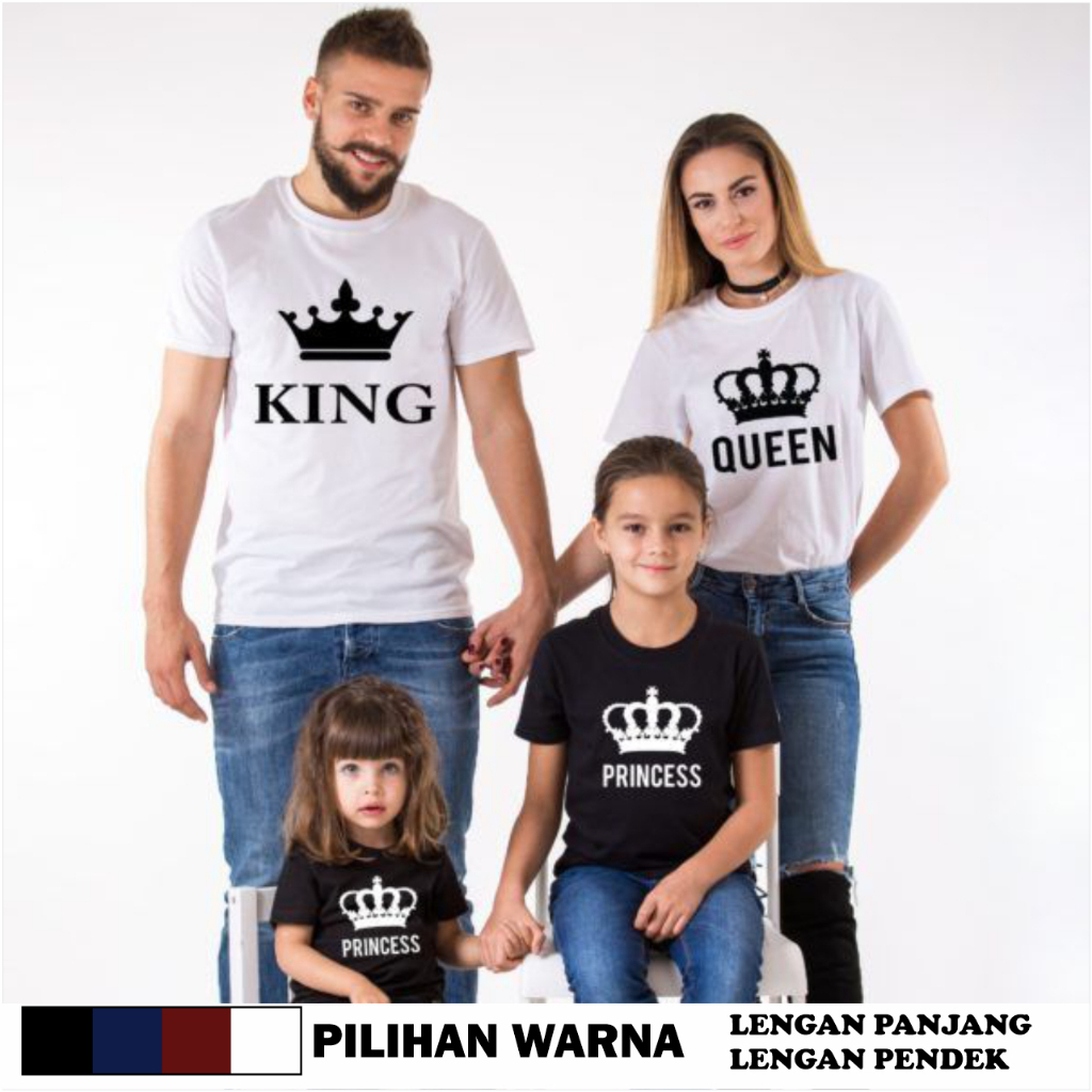 Baju Kaos Couple Keluarga KING QUEEN BIG SIZE LENGAN PANJANG LENGAN PENDEK