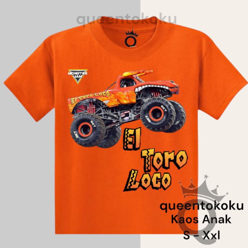 Baju El Toro Loco Master Jam truck hotwheels kaos gambar kendaraan mobil truck kesukaan anak anak