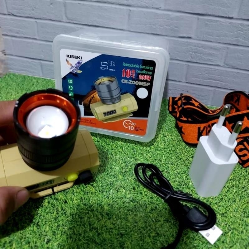 COD SENTER KEPALA KISEKI CK-ZOOM5F CAHAYA PUTIH SENTER LASER SENTER KEPALA ZOOM 100WAT SOROTAN 500M