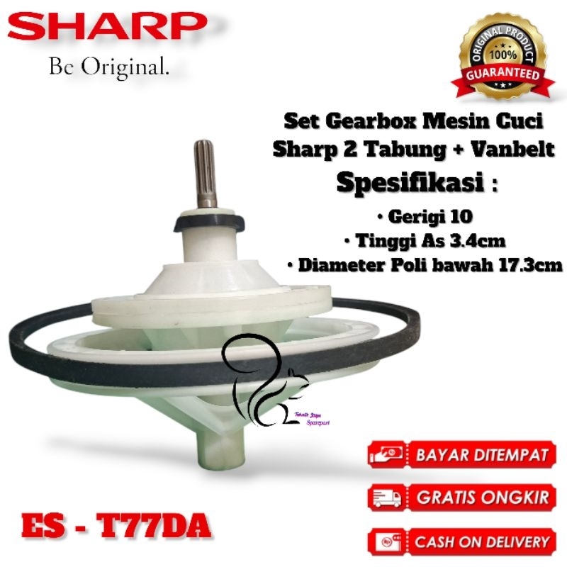 [SHARP ES-T77DA] Set Gearbox + Vanbelt Mesin Cuci Sharp 2 Tabung ES-T77DA