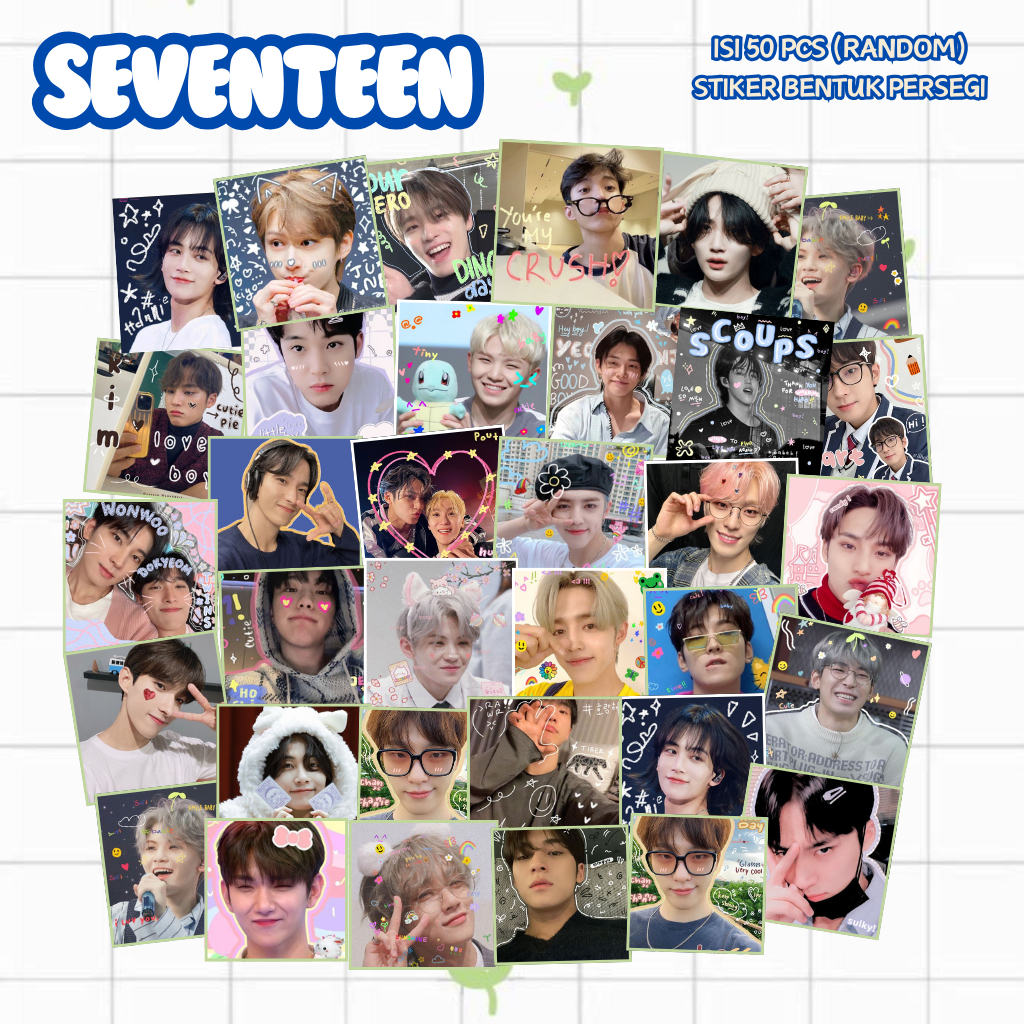 

(50 PCS) STIKER PERSEGI POLAROID SEVENTEEN | STICKER DECO SEVENTEEN AESTHETIC