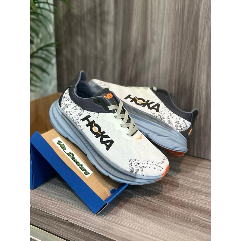 SEPATU HOKA SNEAKERS PRIA WANITA OLAHRAGA ABU HITAM PREMIUM