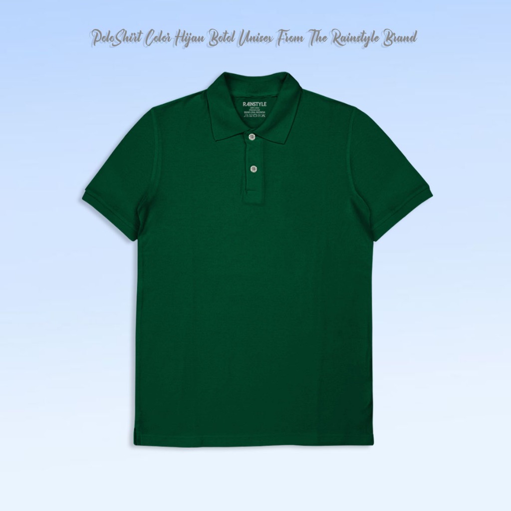 Rainstyle - Kaos Polo Shirt Pria Wanita Baju Kerah Berkerah Lengan Pendek Hijau Botol