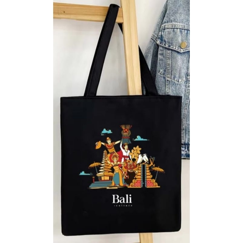 Totebag kanvas Drill Hitam Custom DTF Printing