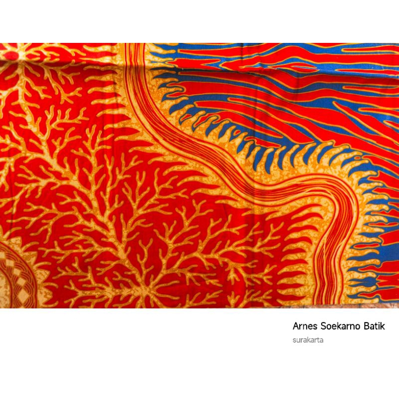 kain batik cap warna merah biru kuning premium