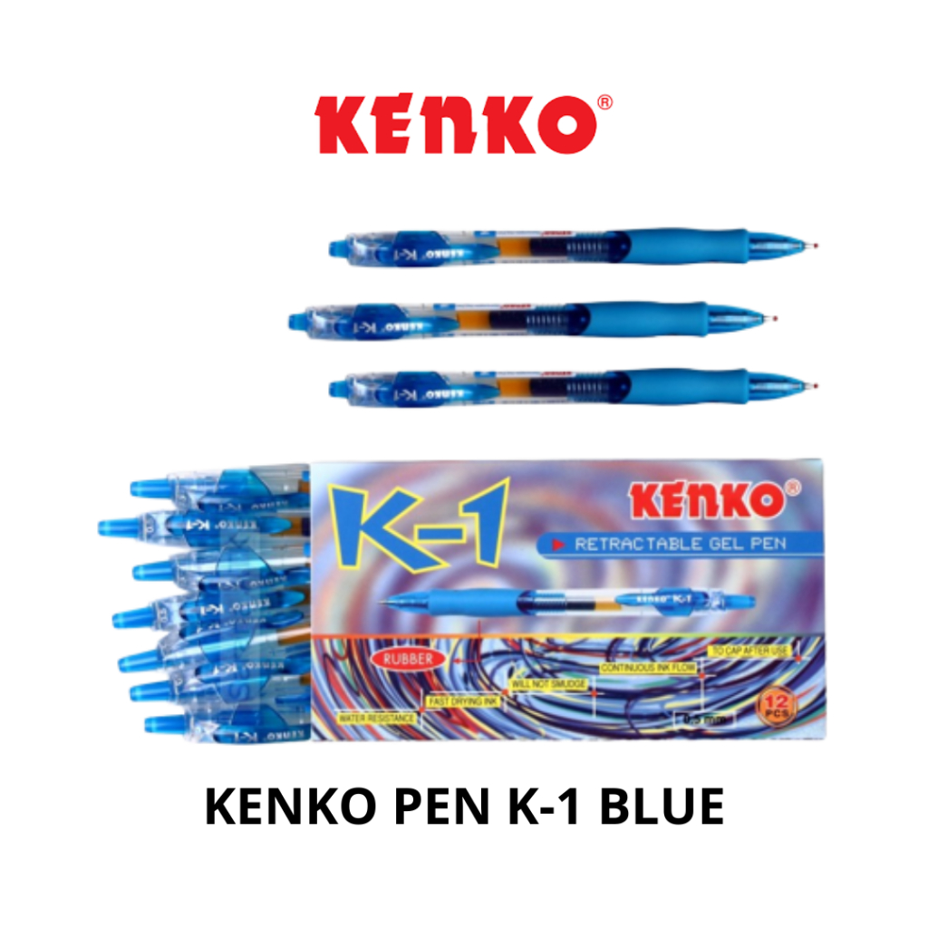 

(1PAK ISI 12PCS)KENKO BALLPOINT GEL PEN K-1 BLUE