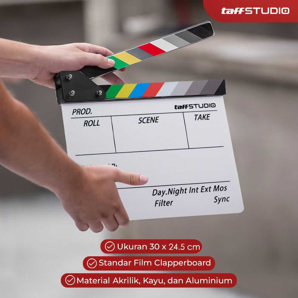 

Papan episode - Profesional Clapper Board Colorful Acrylic - TS-3EL