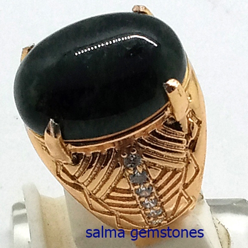 cincin batu akik paser emas warna biru
