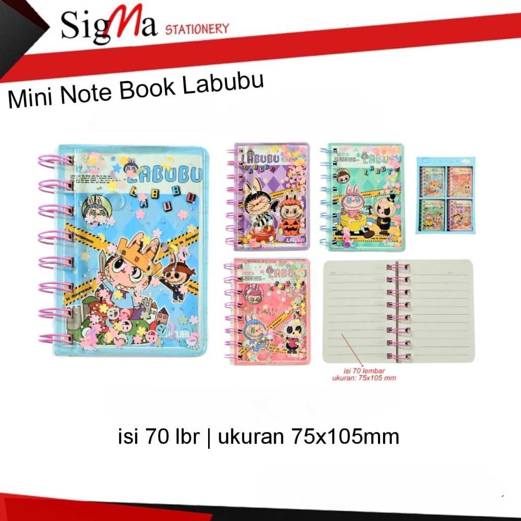 

Mini Note Book Labubu / Buku Spiral Labubu / Labubu Spiral Diary Air Glittery RY-2119