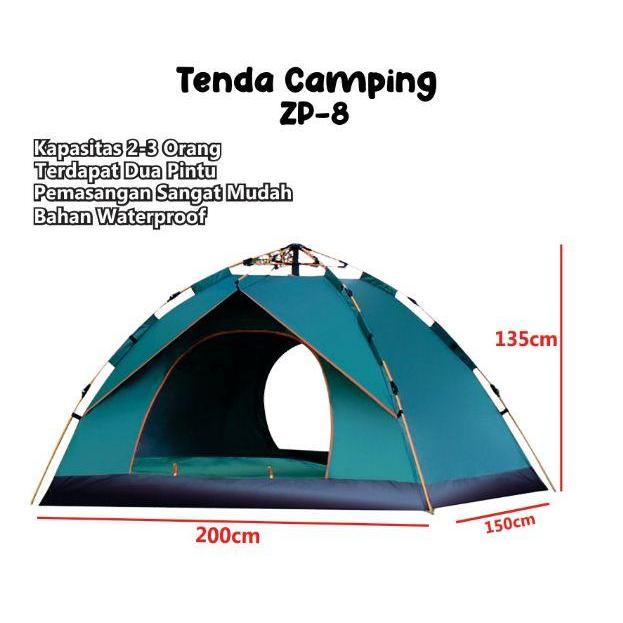 Tenda Camping ZP 8  Kapasitas 4 Orang Tenda Otomatis Outdoor & Indoor Tenda Gunung Portable