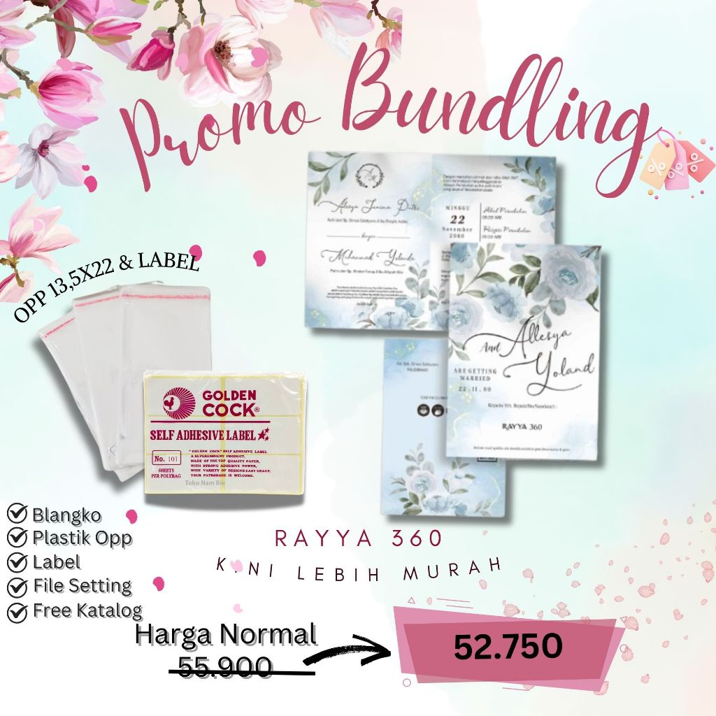 Paket Lengkap Rayya 360 Opp Label |Kertas Kosong Murah|Blangko Undangan Murah|Blangko Undangan |Blan