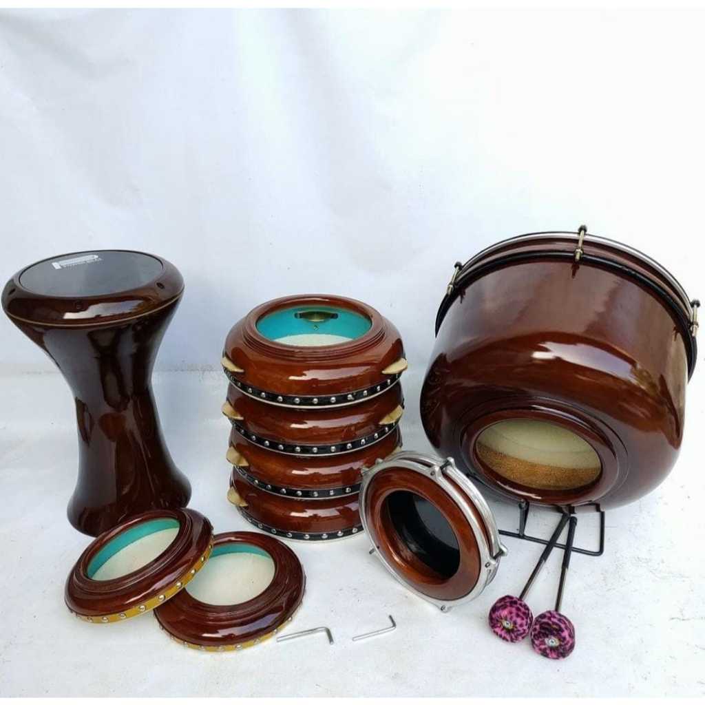 Rebana Hadroh 1Set Kualitas Terbaik Kayu Mahoni