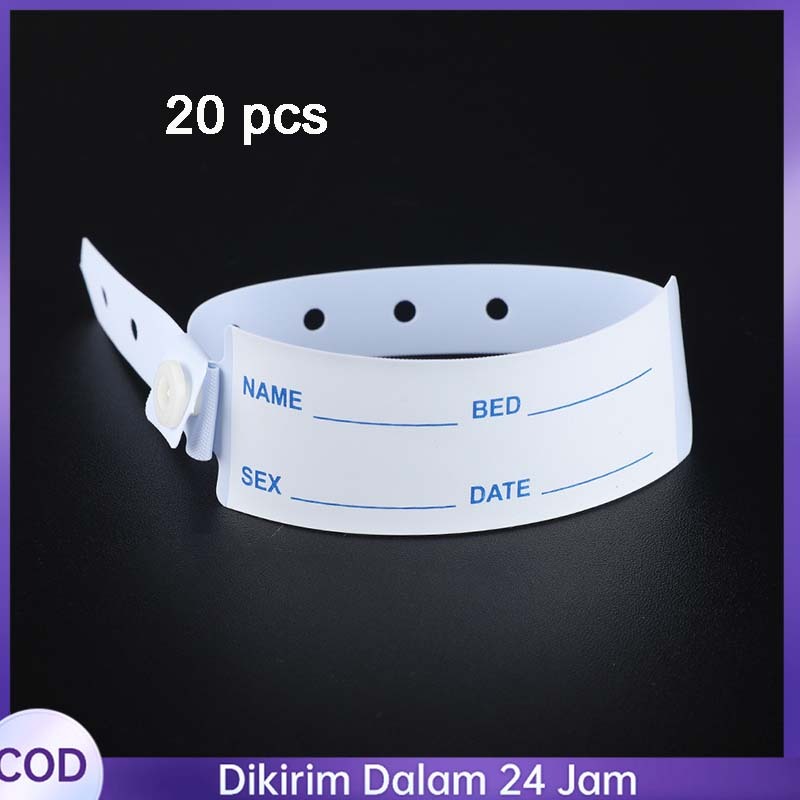 20pcs Gelang Rumah Sakit Id Band Rumah Sakit Band Opname Band Opname Merah/Hijau/Putih Gelang Pasien