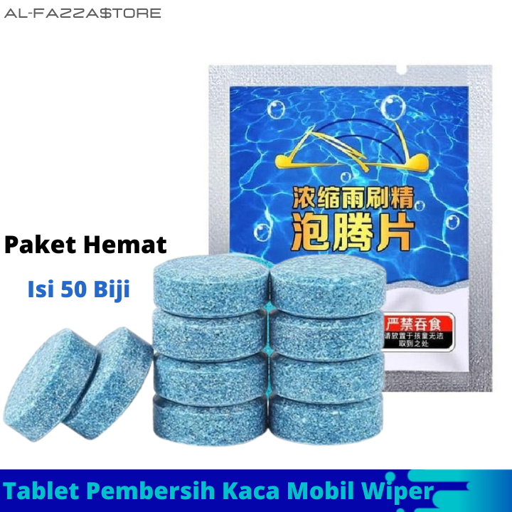 50 Biji Tablet Pembersih Kaca Mobil Sabun Wiper Pembersih Kaca Mobil Serbaguna Cleaner Obat Jamur