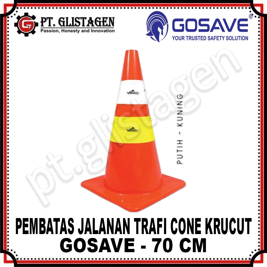 GOSAVE Traffic Cone Safety Rubber Gosave 70cm Kerucut Lalu Lintas 70cm Pembatas Jalanan Lalu Lintas