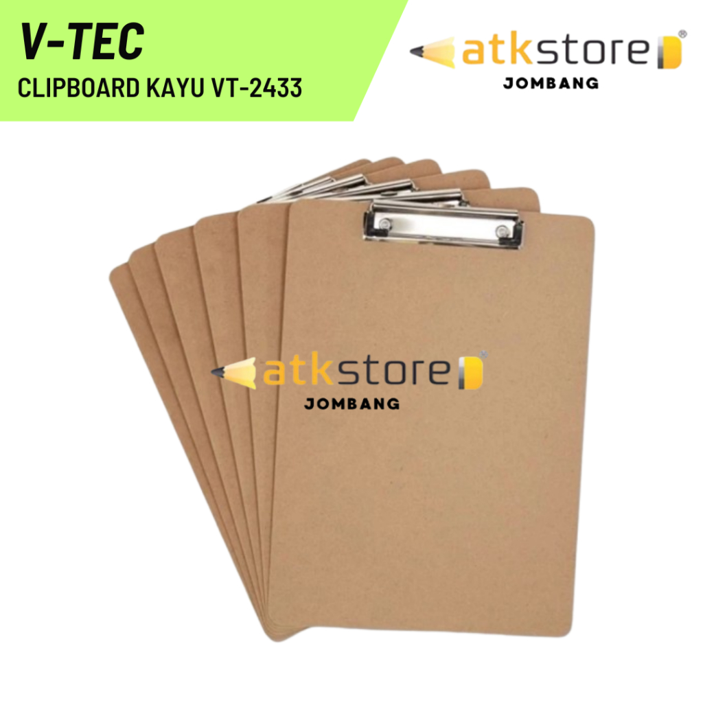 

V-TEC Clipboard Kayu VT-2433 Papan Ujian Ukuran Folio Papan Dadan Kayu F4 Board Tatakan Kertas