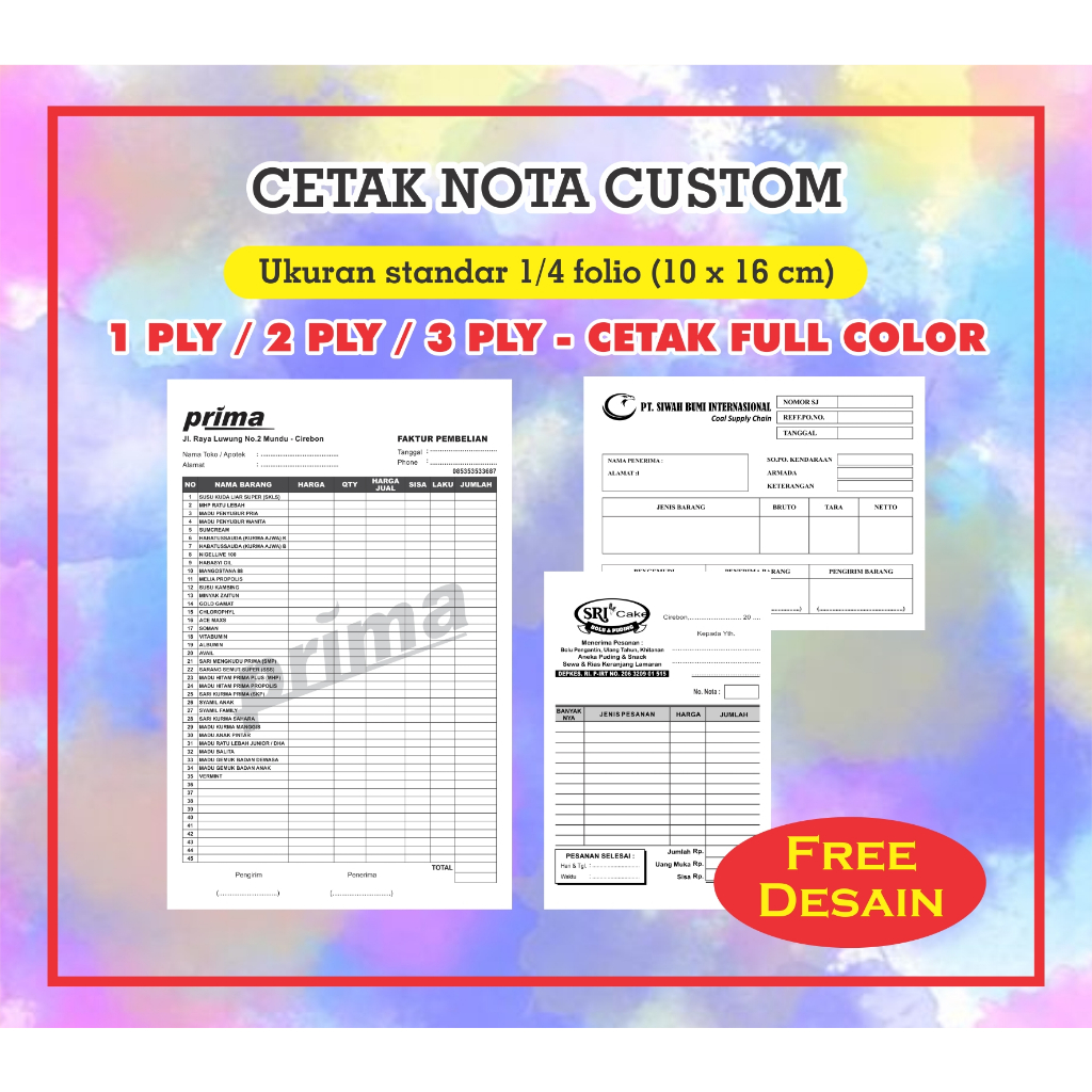 

CETAK NOTA CUSTOM 1 PLY / 2 PLY