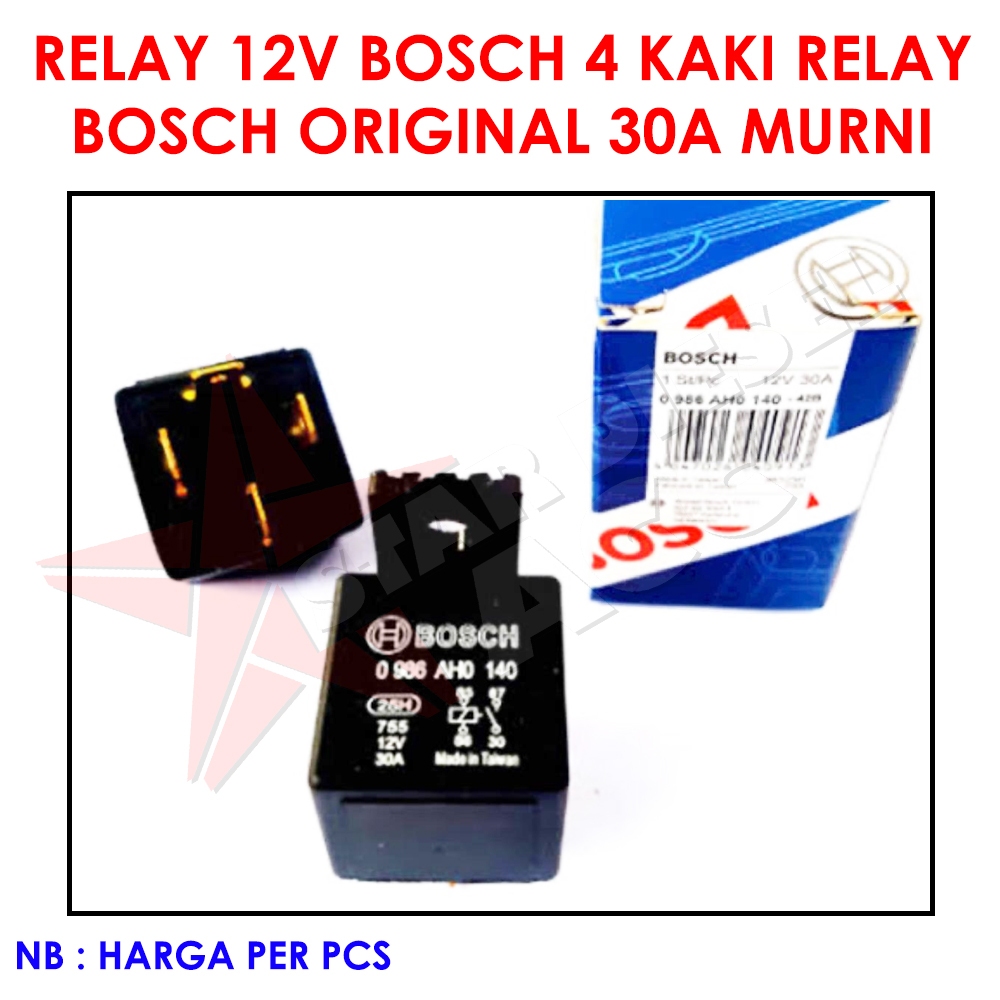 RELAY 12V BOSCH 4 KAKI RELAY BOSCH ORIGINAL 30A MURNI