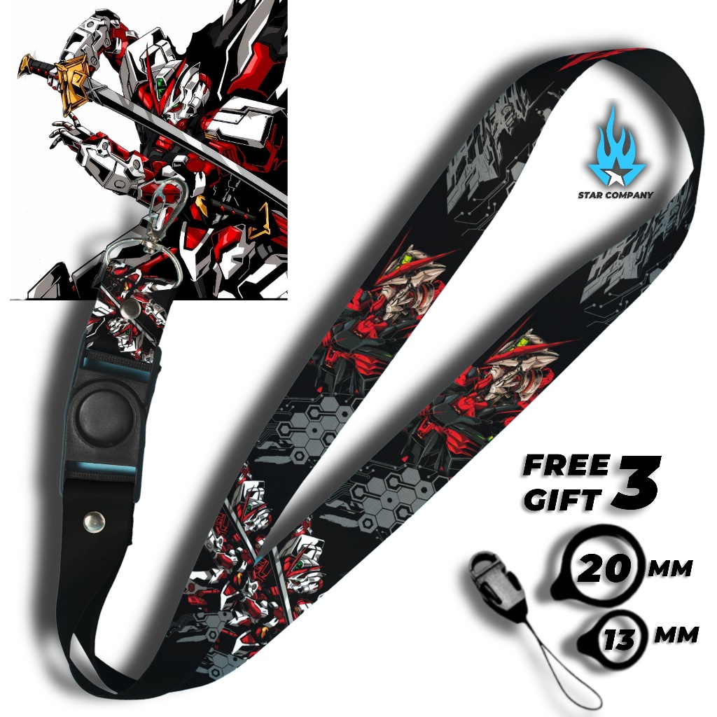 

LANYARD GUNDAM MERAH GANTUNGAN HANDPHONE & TALI ID CARD