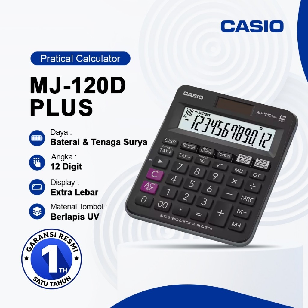 

Casio Calculator MJ-120D Plus Kalkulator 12 Digit Check Correct - Garansi Resmi
