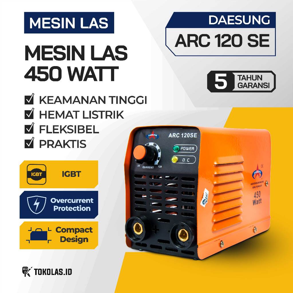 Mesin Las Listrik 450 Watt Travo Las Besi Stainless Stick Inverter Welding Machine Daesung ARC 120 S