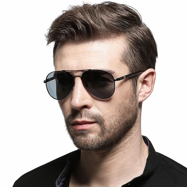 Kacamata Bulat Hitam Aviator UV400 Polarized Mewah Pria Wanita Kacamata Anti Silau Siang Dan Malam