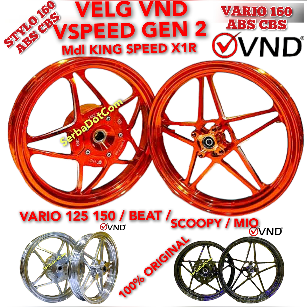 VELG VND V SPEED GEN 2 ORIGINAL STYLO BEAT SCOOPY MIO SPORTY XRIDE M3 VARIO 125 150 160 BLACK ORANGE