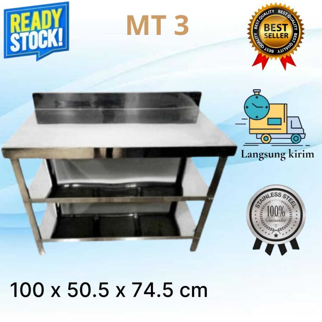 Meja Stainless Meja Dapur Meja Kompor Meja Serba Guna Meja Dapur Rak Stainless Steel Metalco MT3