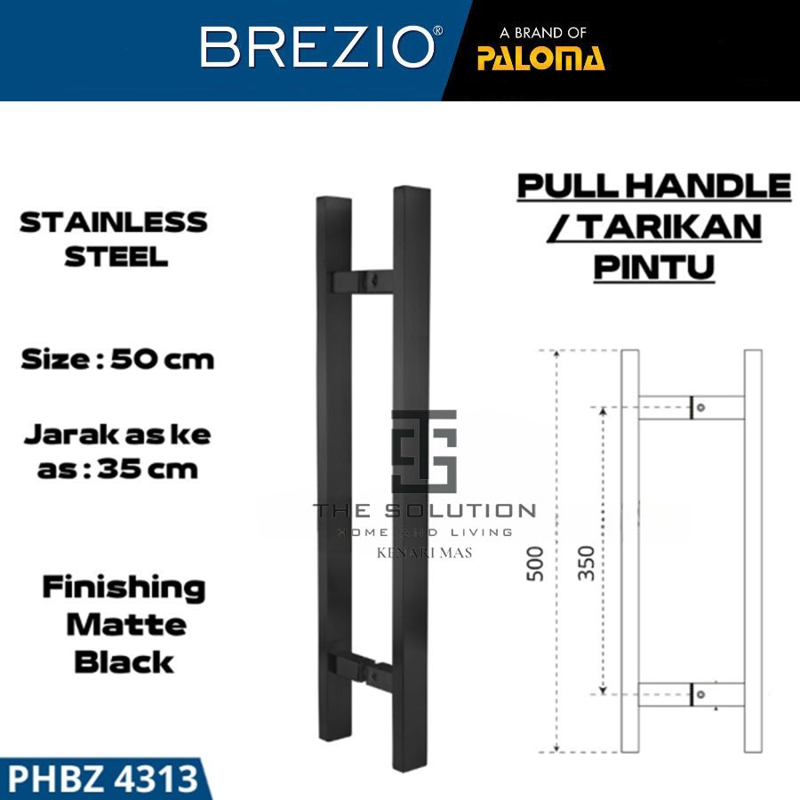 Handle BREZIO PHBZ 4313 Gagang Pintu Rumah Minimalis Tarikan Pull Handle Kupu Tarung 50CM Hitam