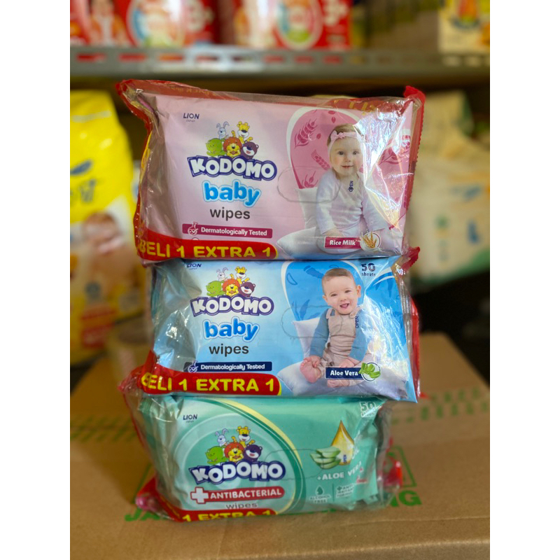 TISSUE BASAH KODOMO VARIAN PINK BIRU HIJAU RICE MILK/ ALOE VERA