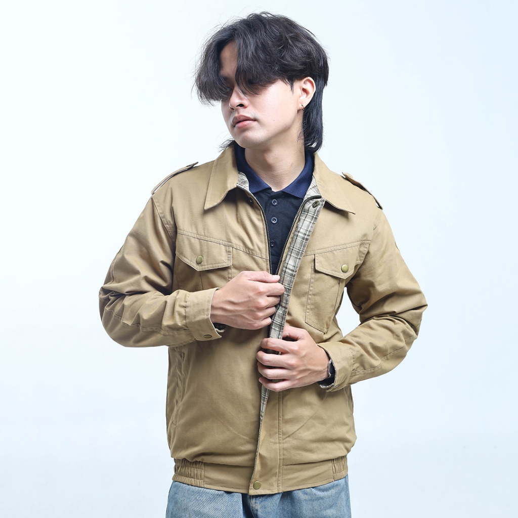 Nookly Work Jacket Chester Beige Shacket Jaket Pria