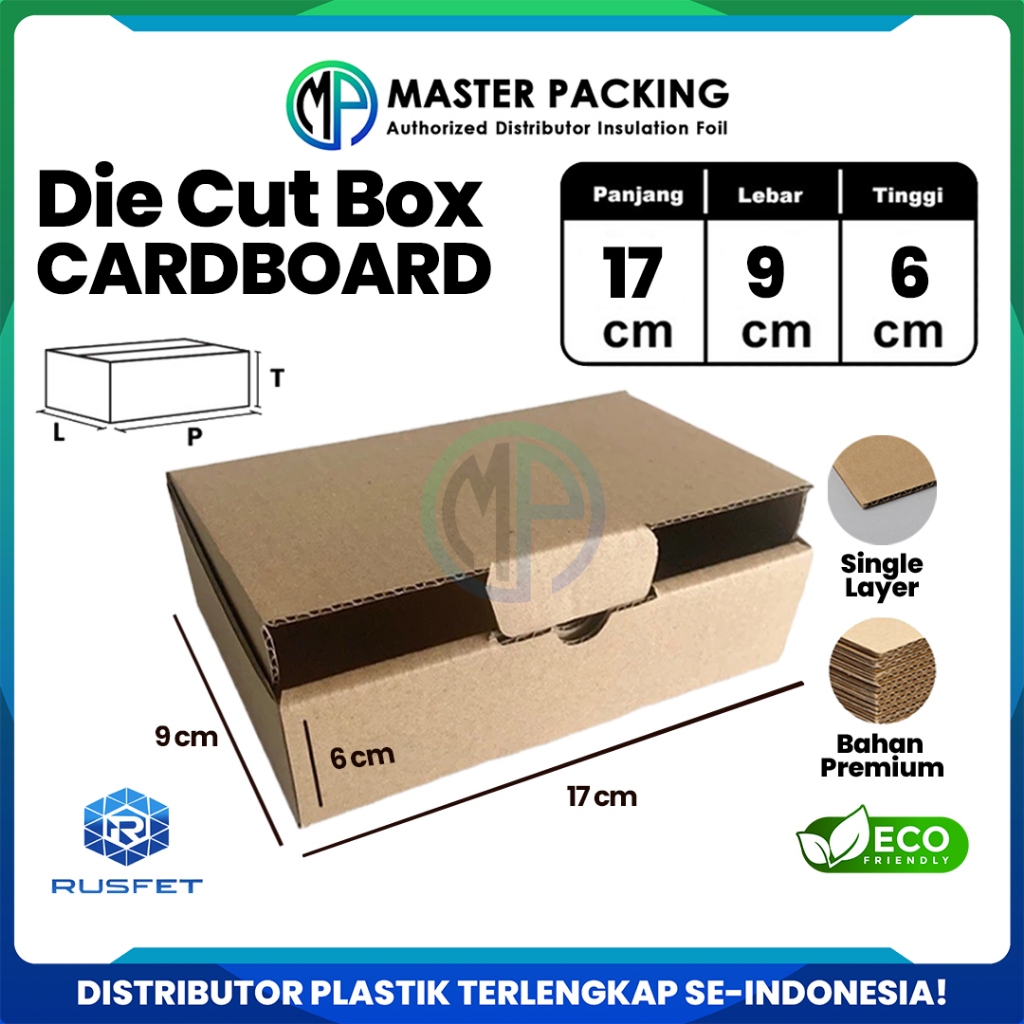 

DieCut Box Kardus Packing 17 X 9 X 6CM Rusfet Kotak Box Hampers Cardboard Dus Polos Harga Ecer