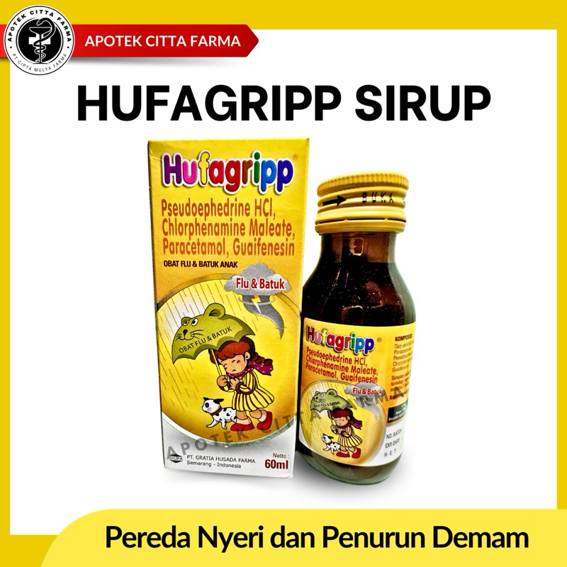 HUFAGRIP FLU DAN BATUK SIRUP 60 ML - MERINGANKAN GEJALA FLU & BATUK BERDAHAK