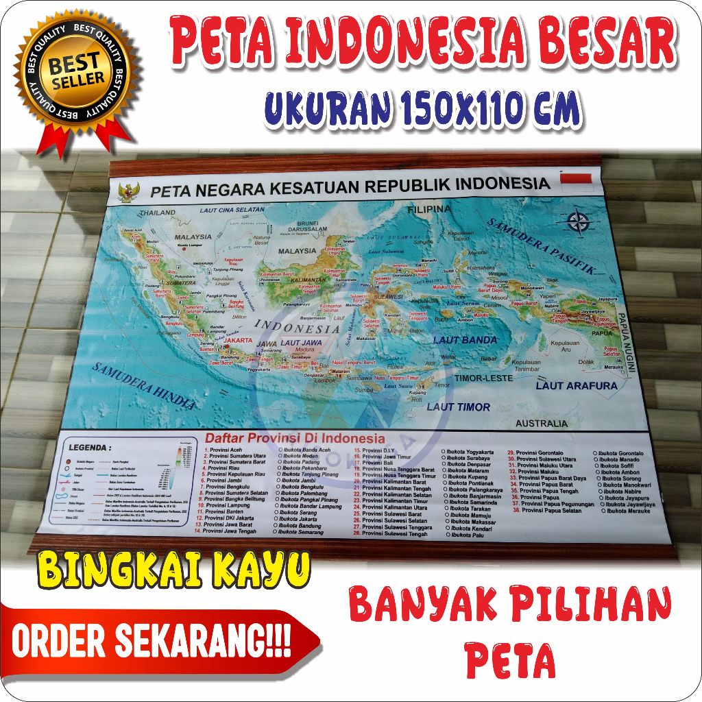 

PETA INDONESIA UKURAN BESAR 200x100CM BINGKAI KAYU