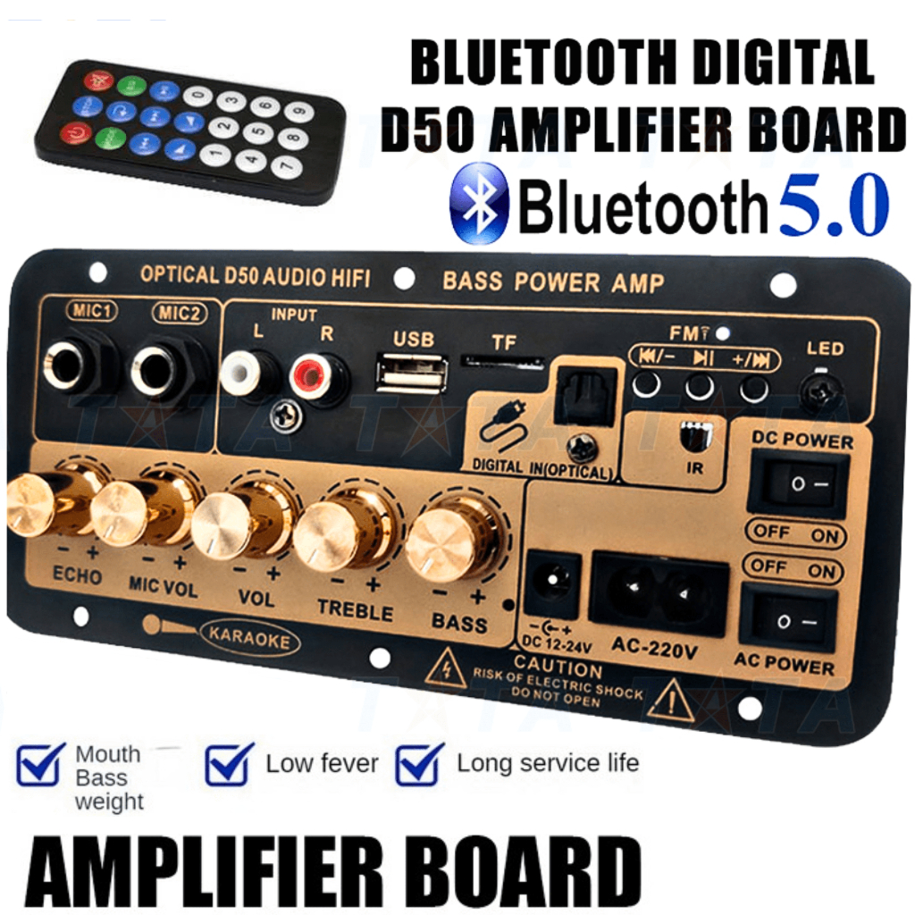 PUSAT AQIYU Papan Amplifier Bluetooth Super Bass mobil ampli mini Board 5.0 30 Watt 12v 24v D50