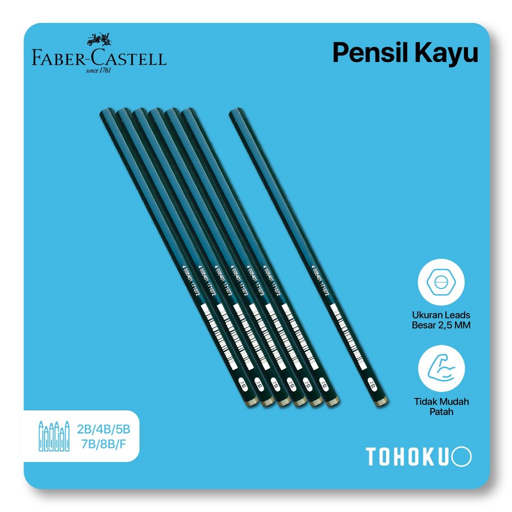 

Pensil Kayu 2B / 4B / 5B / 7B / 8B / F - Pensil Ujian Komputer Faber- Castell